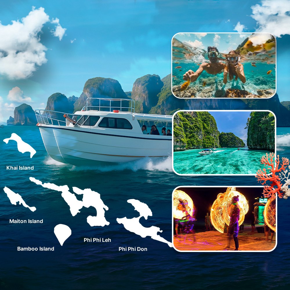 Phi Phi Rang Yai+Bamboo Islands (Bounty) by speedboat. 2 days and 1 night